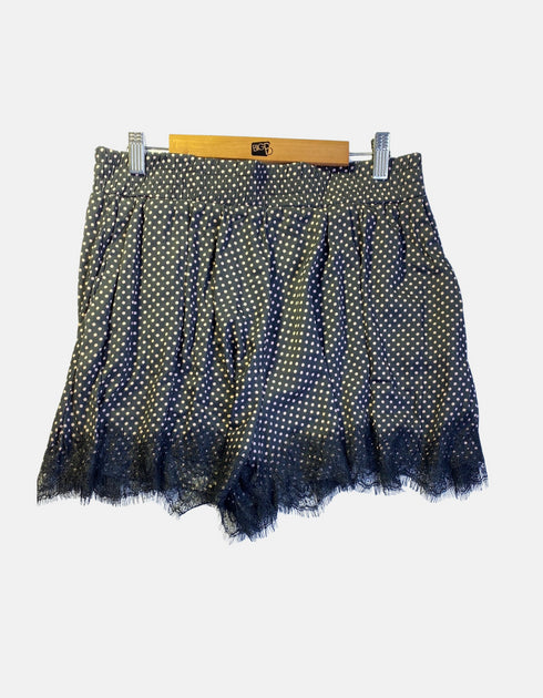 Polka Dot High-Waisted Shorts with Lace Trim
